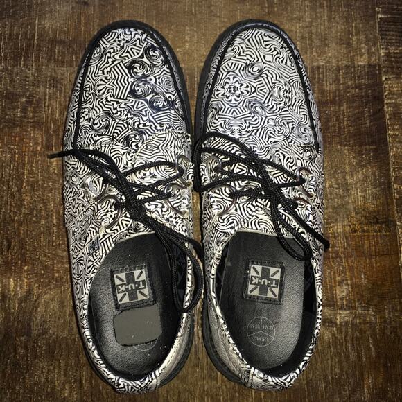 T.U.K. Mondo Creeper Loafer Mens 7 Womens 9 Black White Platform Sneaker Punk - Picture 5 of 11